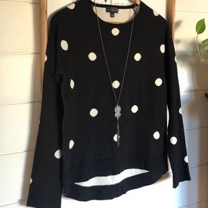 The Limited Black and White Polka Dot High/Low Sweater S
